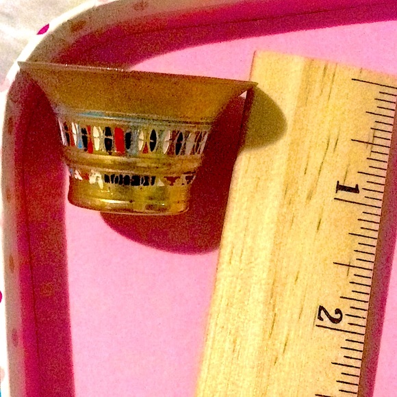 Damascene TOLEDO bowl OOAK Spain mark Gold Leaf inlaid Vtg Very Rare Miniature - Picture 7 of 7